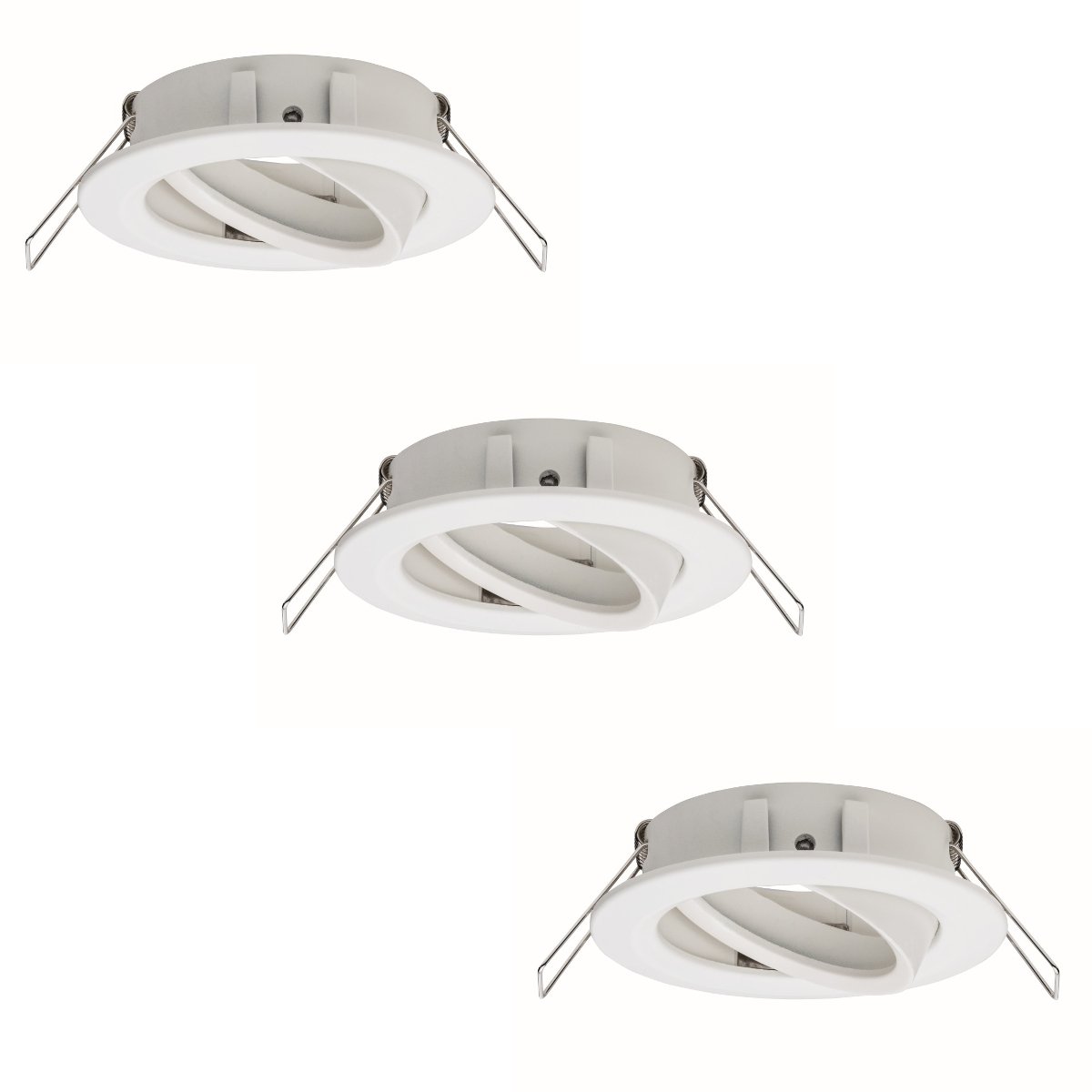 Paulmann 93643 2Easy Installation Ring Nova Set of 3 Round White Spot swiveling Fitting and Light Bulb Max. 3x50 W Recessed Light, Aluminium, matt