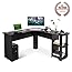 Piranha Large L-Shaped Corner Desk With 3 Drawers & A4 Filing - Graphite Black, Reversible (Right Or Left Pedestal), 150x140x76cm