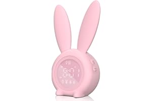 anmones Kids Alarm Clock - Digital Wake Up Clock, Dimmable Ambient Lighting, Cute Rabbit Design, 5 Ringtones - Rechargeable, Perfect for Bedrooms - 3𝒓𝒅 𝑮𝒆𝒏𝒆𝒓𝒂𝒕𝒊𝒐𝒏