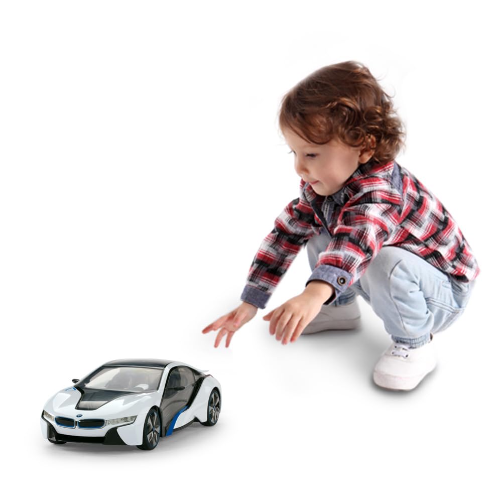 RASTAR BMW Toy Car, RC Cars 1/14 BMW i8 Remote Control Car for Kids, Interior Lights, White 2.4G