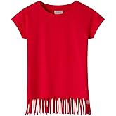 Noomelfish Girls Short Sleeve Fringe T-Shirts Soft Jersey Cotton Tee Tops (3-12 Years)