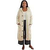 Womens Winter Knit Long Cardigan Sweater Casual Loose Button Down Hooded Cardigans with Pockets Warmth Oversized Coat