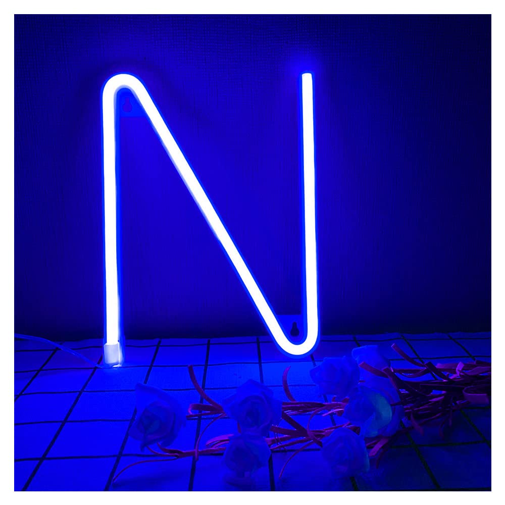 ENUOLI Neon Light Letter N Blue LED Alphabet Letters Signs A-Z Neon Letter Signs LED Neon Words Signs Letter Neon Light Sign Girls Light up Birthday Party Event Festival Christmas Birthday Gifts for