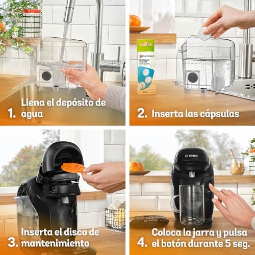 - Cafetera multibebida Tassimo Happy Friendly, Hasta 70 bebidas, OneTouch, Preparación individual, Diseño compacto, Intellibrew, Negro, TAS112E