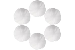 Mozeat Lens 6 Pcs Faux Fur Pom Pom Fluffy Pom Pom Balls, White Pom Poms Round Fluffy Pompoms for Crafts with Tiny Cord for Hat Shoes Garment Hair Pins Earrings Necklace Charm Wedding Accessories