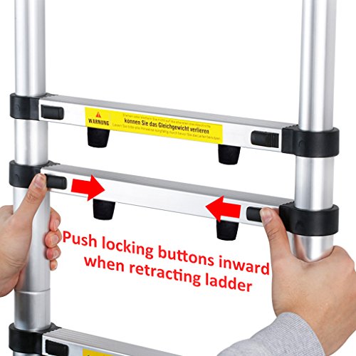 16.4ft Aluminum Telescoping Extension Ladder, Portable