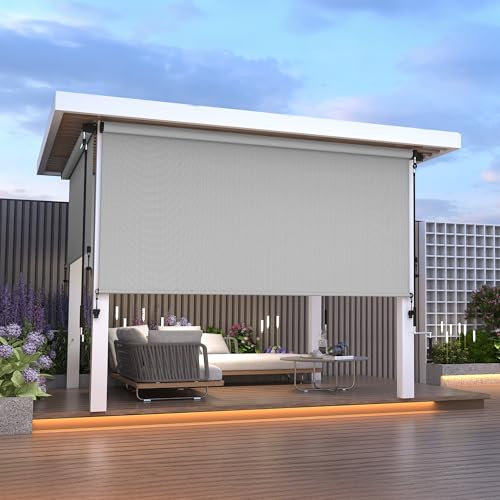 Integrated Outdoor Roller Shades 6' W x 8' H, Assembly Free Patio Blinds with 4…