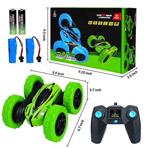 Remote Control Car RC Cars - Drift High Speed Off Road Stunt Truck, 4WD Race Toy with Two Rechargeable Batteries, Cool Birthday Gifts for Boys Age 3 5 6 7 8 9 10 11 Year Old Kids Toys (Green)