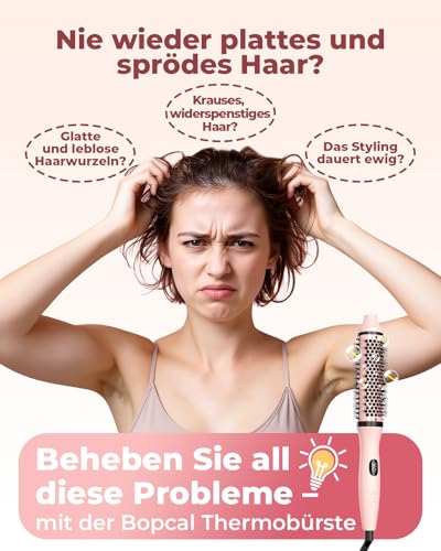 Bopcal Thermal Brush 3 in 1 - Thermobürste Rundbürste mit Digital Display, Ionische Lockenbürste Reduziert Frizz, Thermo Bürste für Glattes, Voluminöses & Lockiges Haar, Dual-Spannung C257 22