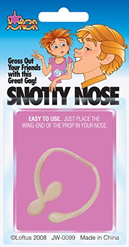 Joker Snotty Nose Gross Realistic Long Booger Prop 3in Prank, Green