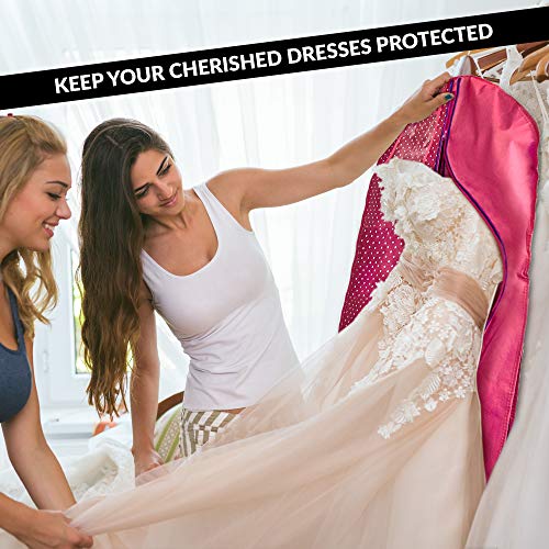 Gusseted Wedding Dress Garment Bag - For Long Puffy Gowns - 72" x 24", 20" Gusset (Grey Damask)