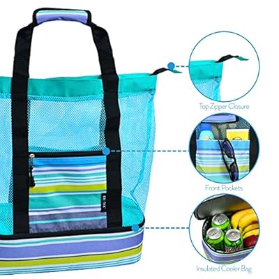Raytix Beach Bag with Lightweight Fold Up 5’x6’Beach Mat & built-in cooler 51G 0qikXL