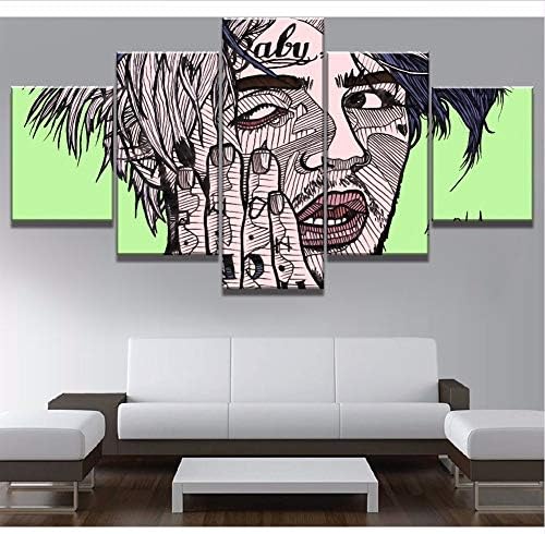 Fyyanm Modular 5 Piece Canvas Art Lil Peep Poster Modern Decorative Paintings On Canvas Wall Art For Home Decorations Wall Decor-20x35cmx2 20x45cmx2 20x55cm