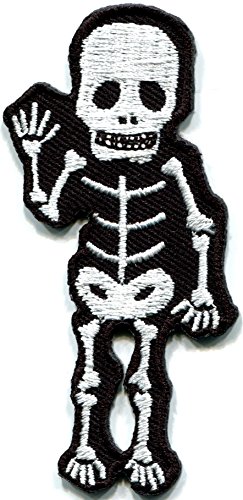 Skull skeleton white goth punk emo horror biker embroidered applique iron-on patch new