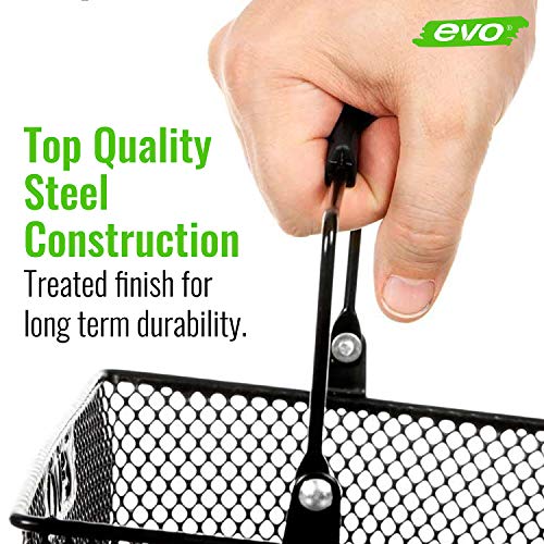 EVO E-Cargo Handlebar Bicycle Basket - Lift-Off Steel Mesh Wire Bike Basket - Black - Thumbnail 4
