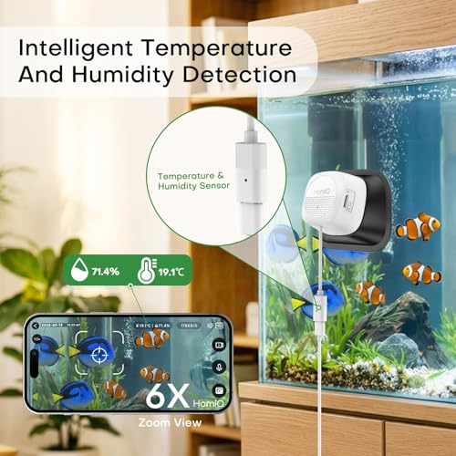 HomiQ 3MP 2K Aquarium & Terrarium Pet Camera.Magnetic Install &Close-Focus Lens for Fish,Lizard, Reptile Pet and Window Bird Feeder,2.4GHz & 5GHz WiFi,Color Night Vision,Auto-focus,24/7 Recording