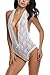 Avidlove Women One Piece Lingerie Lace Teddy Babydoll V Neck Halter Bodysuit Jumpsuit White S