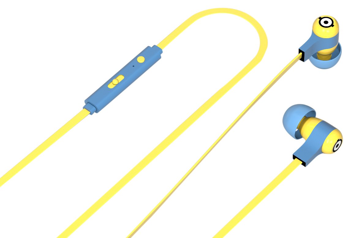 Tribe Stereo In-Ear Earphones Minions Carl with Remote Control and Microphone I Comfortable Earphones I Compatible with all Devices I 3.5 mm Jack EPW12100