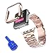 Apple Watch Band, Creazy Stainless Steel Strap Watch Band+Adapter+Case Cover for Apple Watch 42mm (Rose Gold)