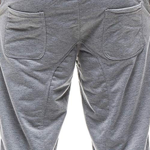 AgrinTol Mens Sports Pants, Men's Casual Trousers Pure Color Tethers Pocket Elastic Belts Loose Sports Pants Gray - Thumbnail 3