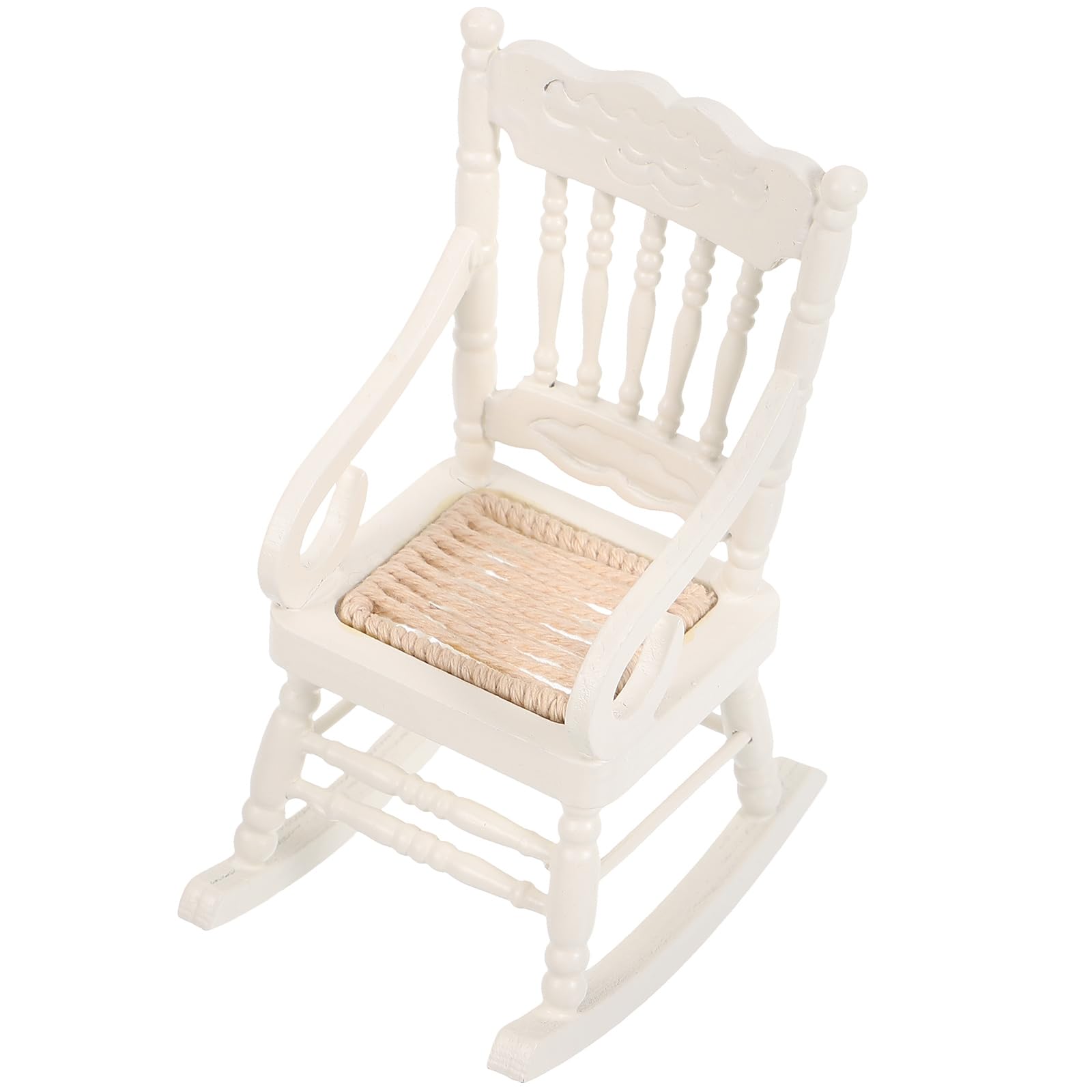 TOYANDONA Dollhouse Wooden Chair, 1:12 Miniature Dollhouse Rocking Chair Miniature Dollhouse Furniture Accessory