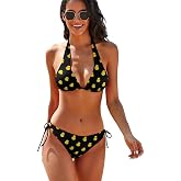 SKT T1 Women's 2 Pieces Bikini Set Summer Beach Swimsuit Bathing Suits Halter Triangle Tie Side Padded Bikini Swimwear