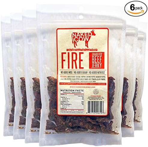 Naked Cow All Natural Grass Fed Beef Jerky - FIRE 6 Pack