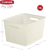 Curver My Style Rattan 18L White Storage Baskets Rectangular view 7
