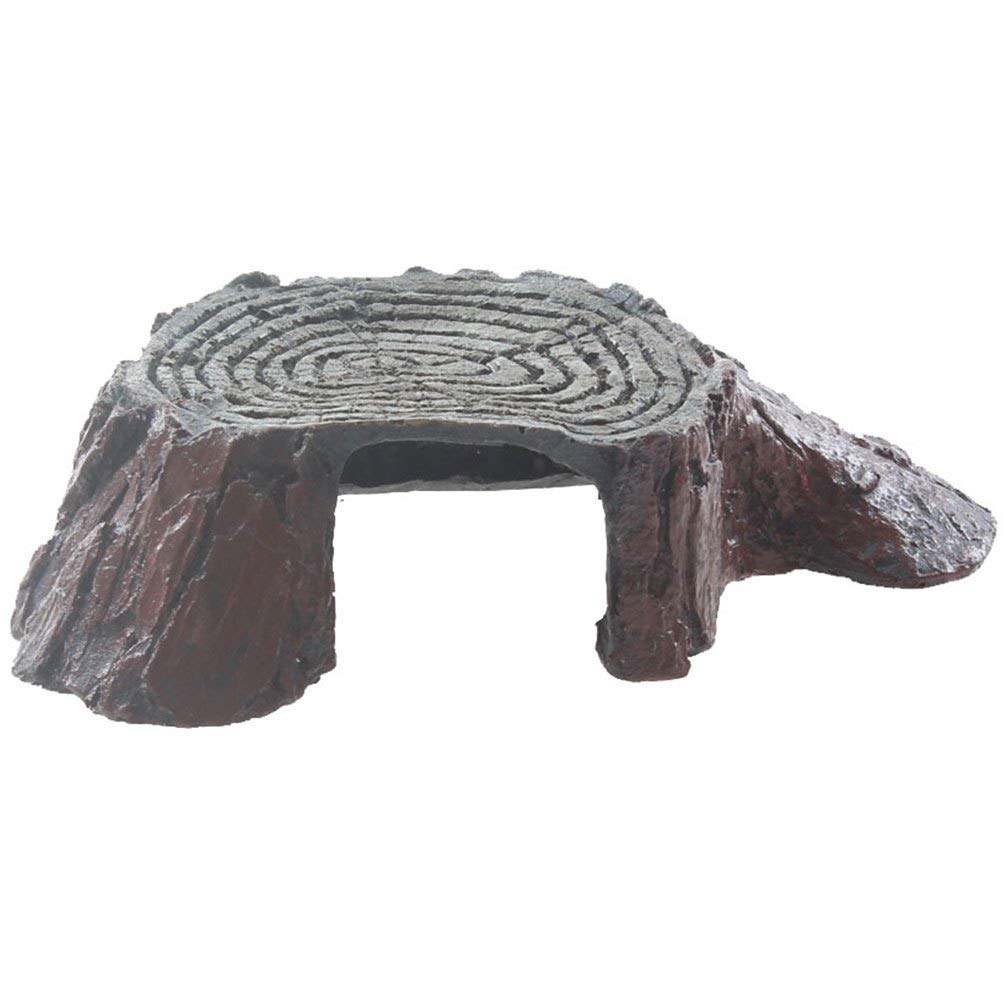 emours Tree Stump Turtle Hideout Resin Basking Rocks Bearded Dragon Accessories Reptile Amphibian Fish Tank Decor Small