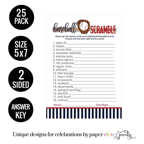 Baseball Baby Shower Word Scramble Game 25 Pack Unscramble Party Activity In Kuwait Whizz Children S Party Supplies