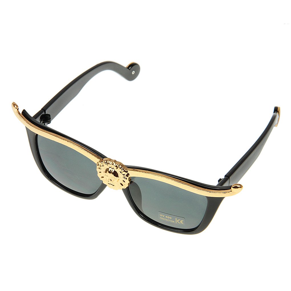 BXT Retro Cat Eye Sunglasses Gold Lion Head Metal Frame Fashion Women