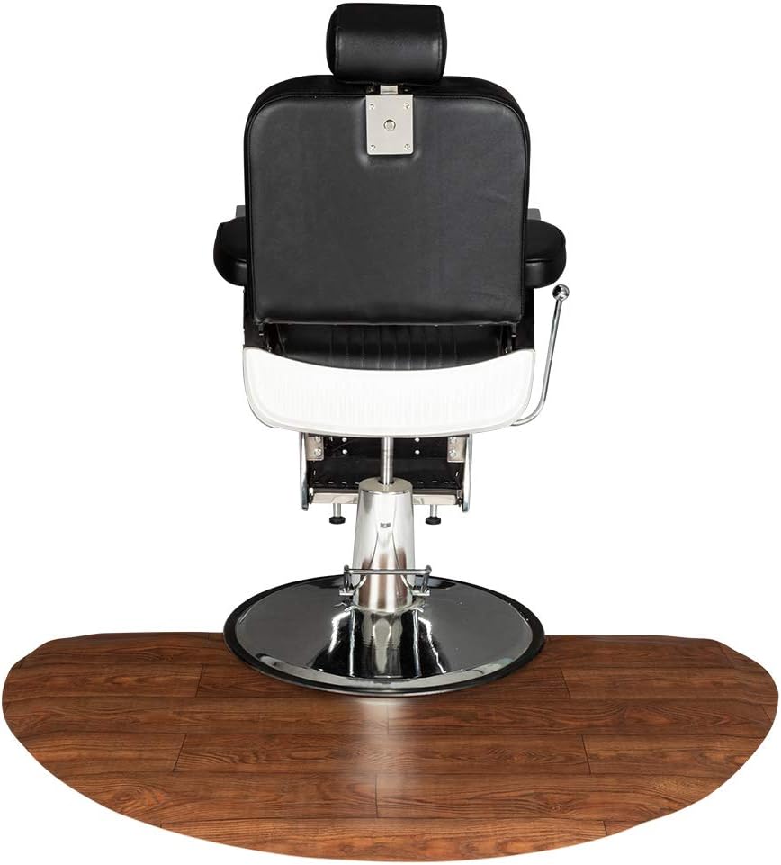 3 ft. x 5 ft. Salon & Barber Shop Chair Semicircle Anti-Fatigue Floor Mat - Wood Grain Model - 5/8 in. Thick