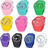 Bestcrew® Wholesale Lots of 10pcs Unisex Men Women Girl Ultra-thin Silicone Jelly Gel Quartz Wrist Watches