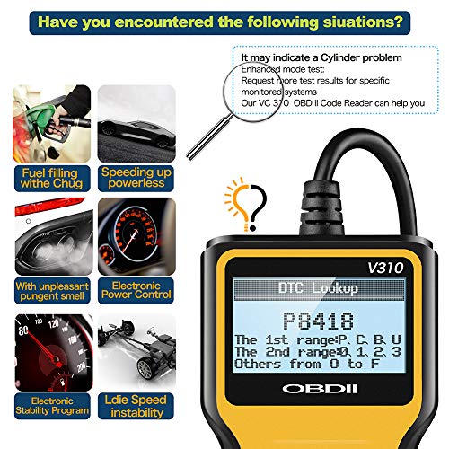 AUTDER OBD2 Code Reader Scanner Tools Enhanced Car Engine Fault Code OBD Reader Engine Light Error Analyzer Diagnostic Scanner for All OBDII/EOBD Protocol Cars Since 1996