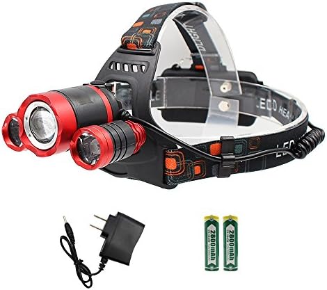 CMB Waterproof LED Headlamp 4 Modes 6000 Lumen Flashlight with 18650 Batteries T6 Headlight Helmet Light for Hunting Camping Running Outdoor Sports (Style 6)