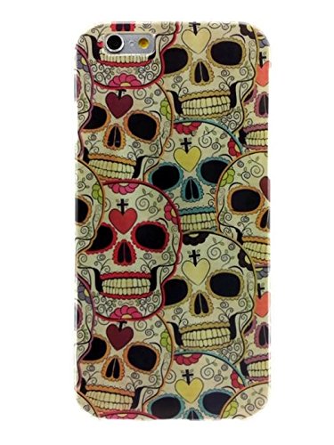 Apple iPhone 6 and iPhone 6s 4.7 inches Skull Art Cool Thin Flexible TPU Case Impact Absorb Protection Cover Quick and Easy Install Snap On and Off Perfect Fit Slim Lightweight