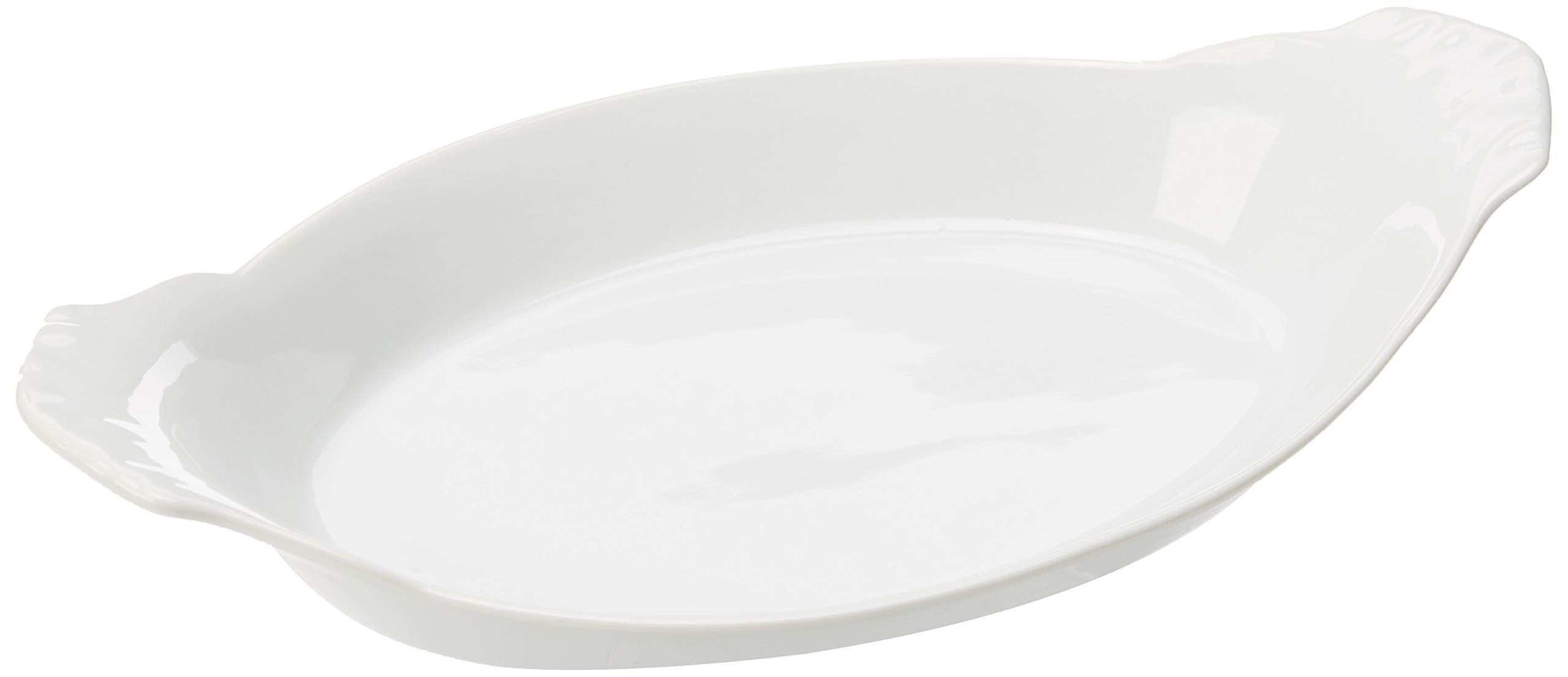 HIC Oval Au Gratin Baking Dishes, Fine White Porcelain, 10", Set of 4
