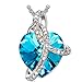 SIVERY 'Love Heart' Fashion Necklace with Crystal, Gifts for Women and Girlfriend (Blue)