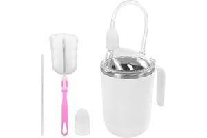 CODOHI Adult Sippy Cups for Elderly, Spill Proof Cups with Straw, Stainless Steel No Spill Cups for Elderly Adults Hospital Disabled Handicapped Patients, 15 oz