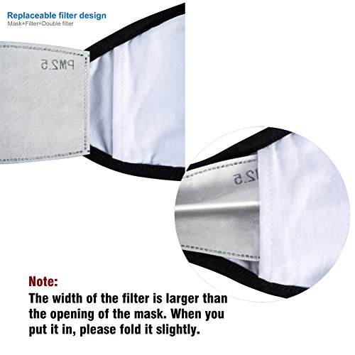 2 Pieces N95 N99 Dust Respirator Mask for Pollution, Smoke - Washable Reusable Comfy Face Mask - with Activated Carbon Valve Replaceable Filter for Men Women(2PCS Black)