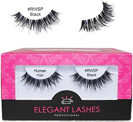 Elegant Lashes #RWSP Black (Pro Dozen Pack - 12 Pairs) | Wispy False Eyelashes (Premium 100% Natural Human Hair Wispies)