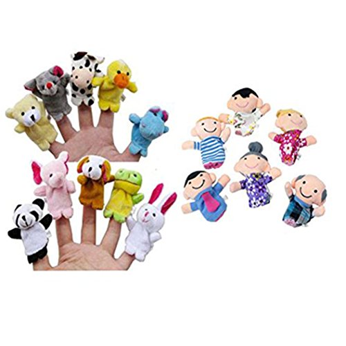 image for Cartoon Finger Educational Toy, Leyorie 16PC Finger Puppets Animals Pe