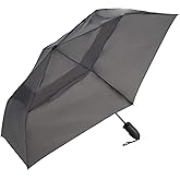 ShedRain Windjammer Automatic Vented Compact Folding Travel Umbrella - Charcoal, Rain, Wind