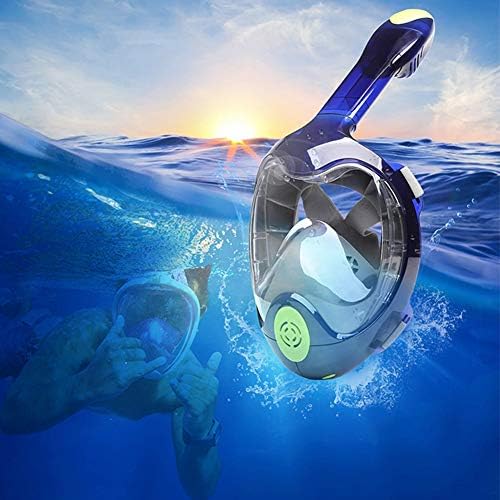 TZTED Snorkeling Mask,Full Face Snorkel Diving Mask|Anti-Fogging Anti-Leak|180°View Panoramic Design,Longer Snorkeling Tube for Man Woman Adult