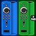 2 Pack Remote Case/Cover for Fire TV Stick 4K,Protective Silicone Holder Lightweight Anti Slip Shockproof for Fire TV Cube/3rd Gen All-New 2nd Gen Alexa Voice Remote Control-Glow Blue,Glow Green