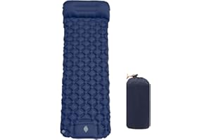 Camping Sleeping Pad with Pillow, 78.7" x 27.6" Extra Large Self Inflating Air Mattress, Ultra-Light Portable Waterproof Slee