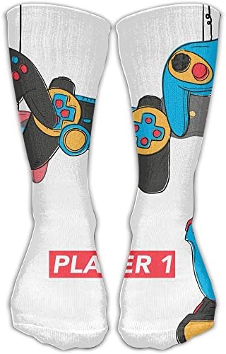 Etrfr Matching Family Player 1 Vintage Video Game Custom Knee High Socks Football Baseball Long Stockings For Men Women 30CM