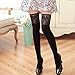 Jushye Womens Thigh High Socks, Women Girl Winter Over Knee Leg Warmer Soft Cotton Lace Socks Leggin (Black)