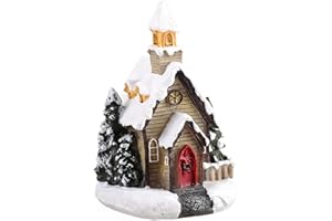 ZTEXKEE Christmas House, Winter Scene Decoration Christmas Ornament, Tabletop Christmas Village Decoration Mini Resin House with LED Light, Christmas Figurine for Home Decor