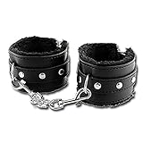 Happyjiu Handcuffs Ankle Bracelets SM Adult Plush PU Leather Bondage Fetish Handcuffs (black)
